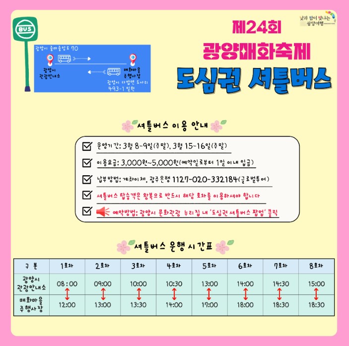 2025 전남 광양 매화축제 일정, 개화시기, 주차정보