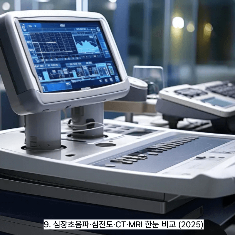 9. 심장초음파&middot;심전도&middot;CT&middot;MRI 한눈 비교 (2025)
