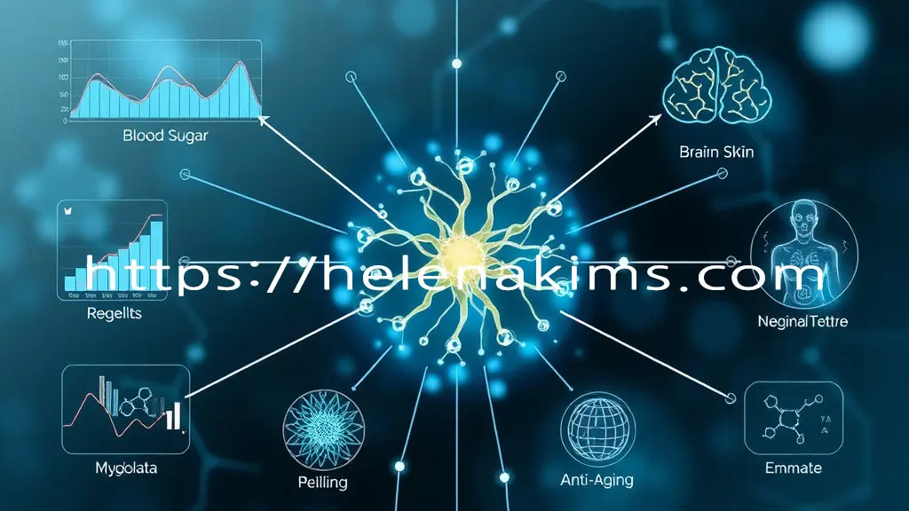 세리포리아 락세라타 균사체가 중앙에 있고 주변으로는 그래프와 아이콘들이 펼쳐져 있는 모습.