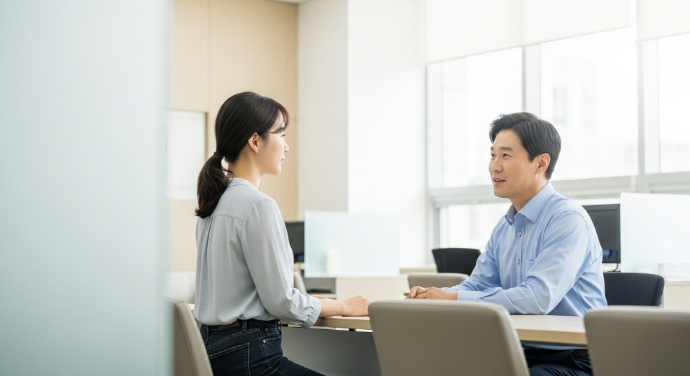 민원상담을 받는 여성