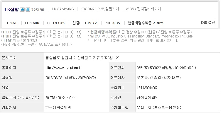 LK삼양 주가 기업개요