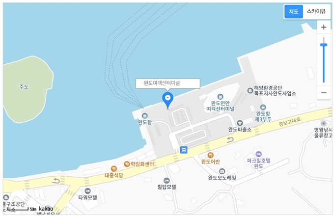 청산도 배편 탑승 위치