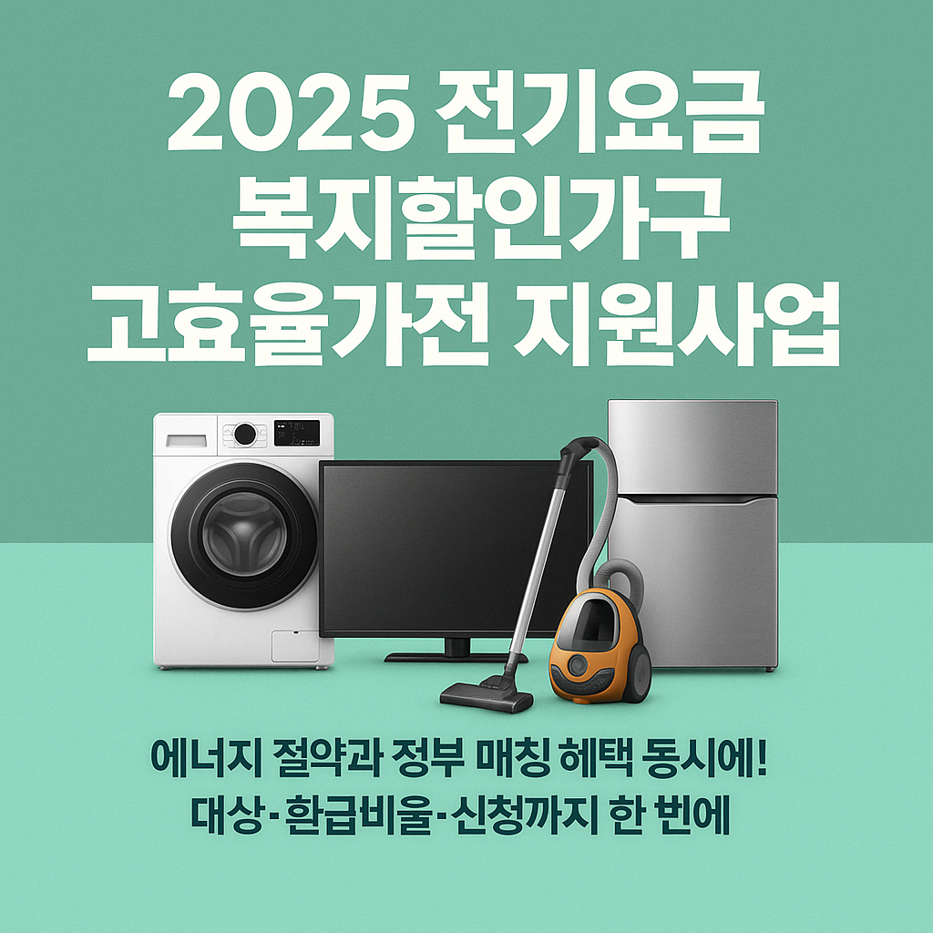 2025년 전기요금 복지할인가구 고효율가전 지원사업 총정리