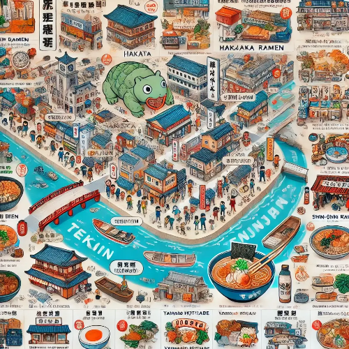후쿠오카 맛집 지도 일러스트