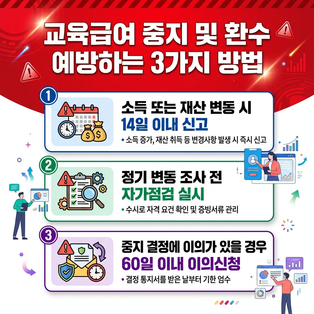 교육급여 수급 중단 환수 방지 꿀팁 카드뉴스