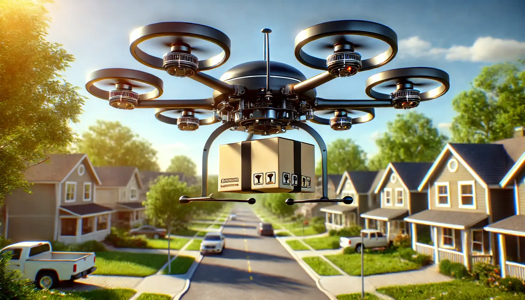 물품을 배송중인 드론입니다