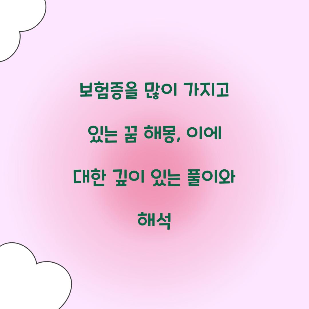 보험증을 많이 가지고 있는 꿈 풀이 해몽 해석