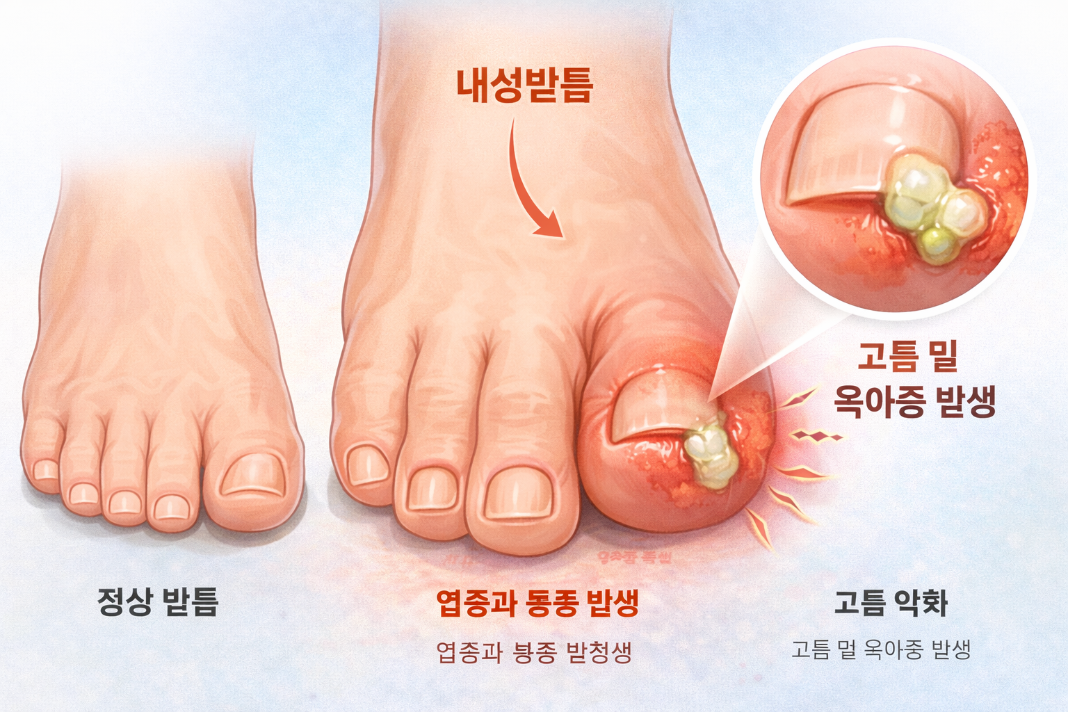 내성발톱이 발생한 모습