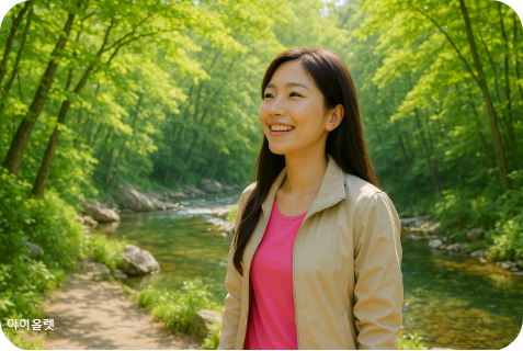 왕피천 계곡에 도착한 초록이