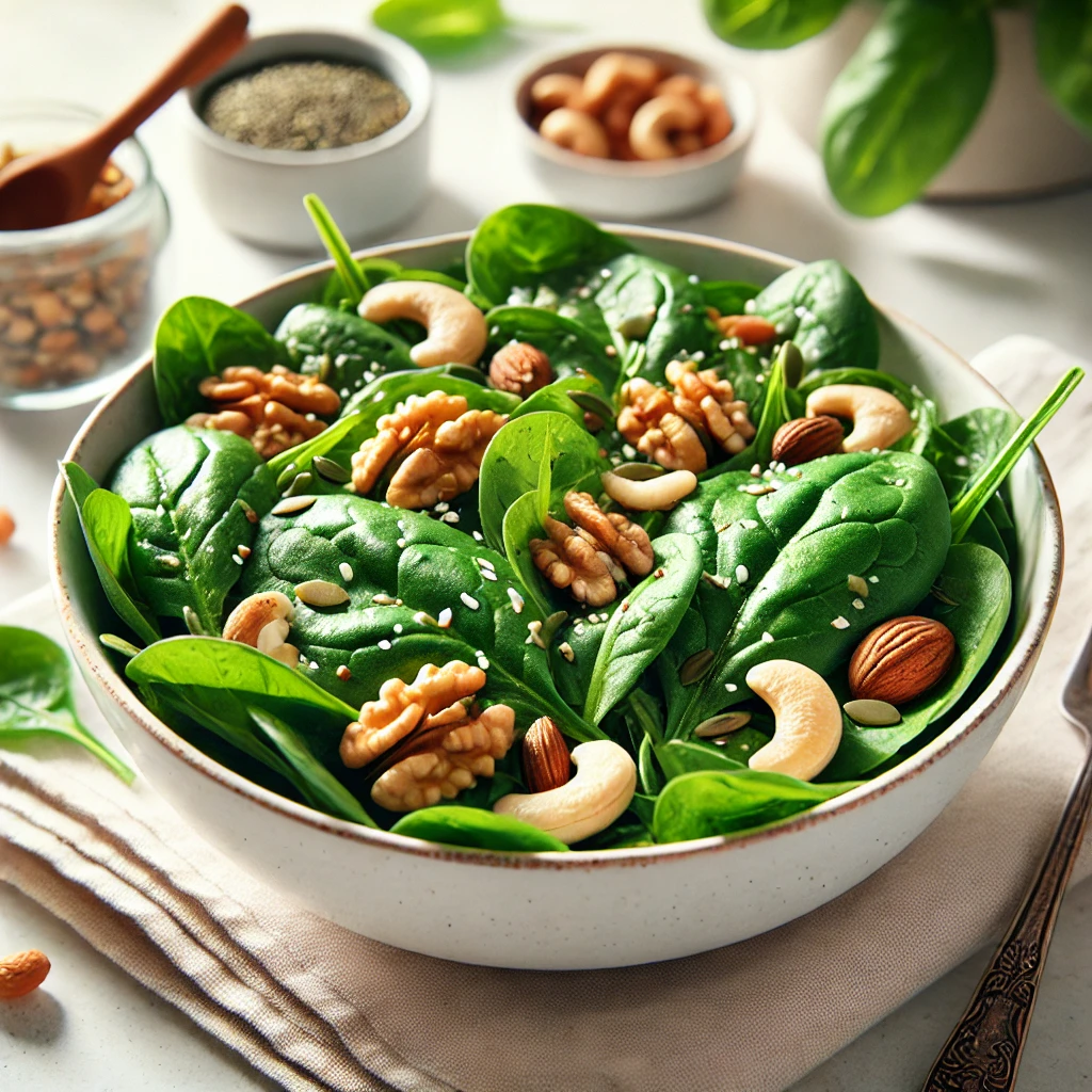 견과류-시금치-샐러드