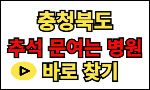 충청북도 추석 문 여는 병원과 약국, 명절 설날 응급실 병원