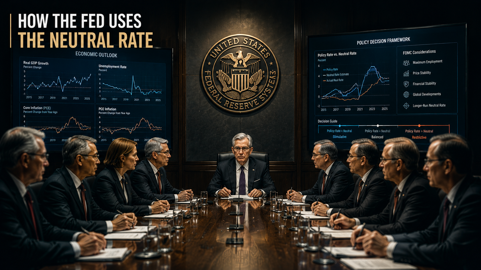 Federal Reserve officials using economic data and Neutral Interest Rate estimates to guide monetary policy decisions