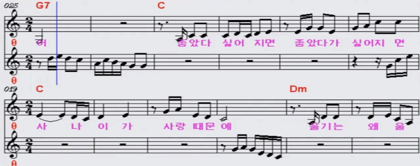 나훈아 좋았다 싫어지면 악보