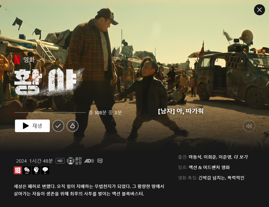 황야 줄거리&#44; 평점&#44; 후기