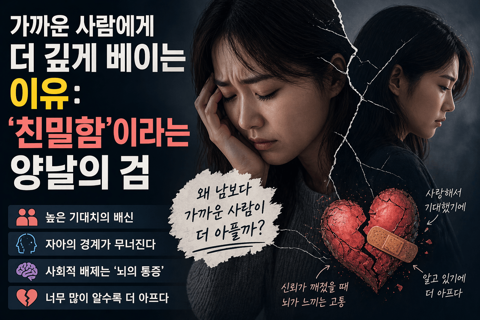 가까운 사람에게 더 깊게 베이는 이유 친밀함이 만든 심리적 상처의 정체