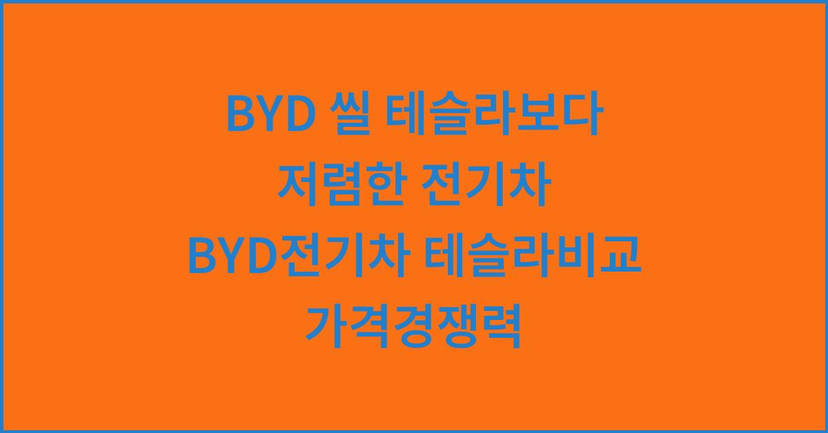 BYD 씰 테슬라보다 저렴한 전기차 BYD전기차 테슬라비교 가격경쟁력  