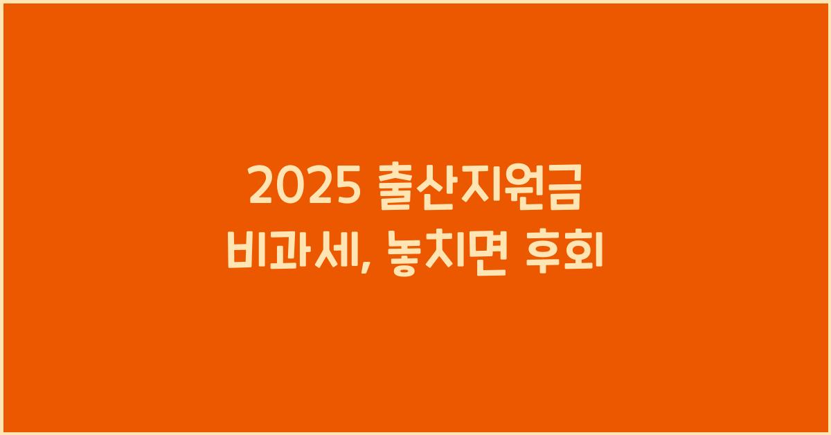 2025 출산지원금 비과세