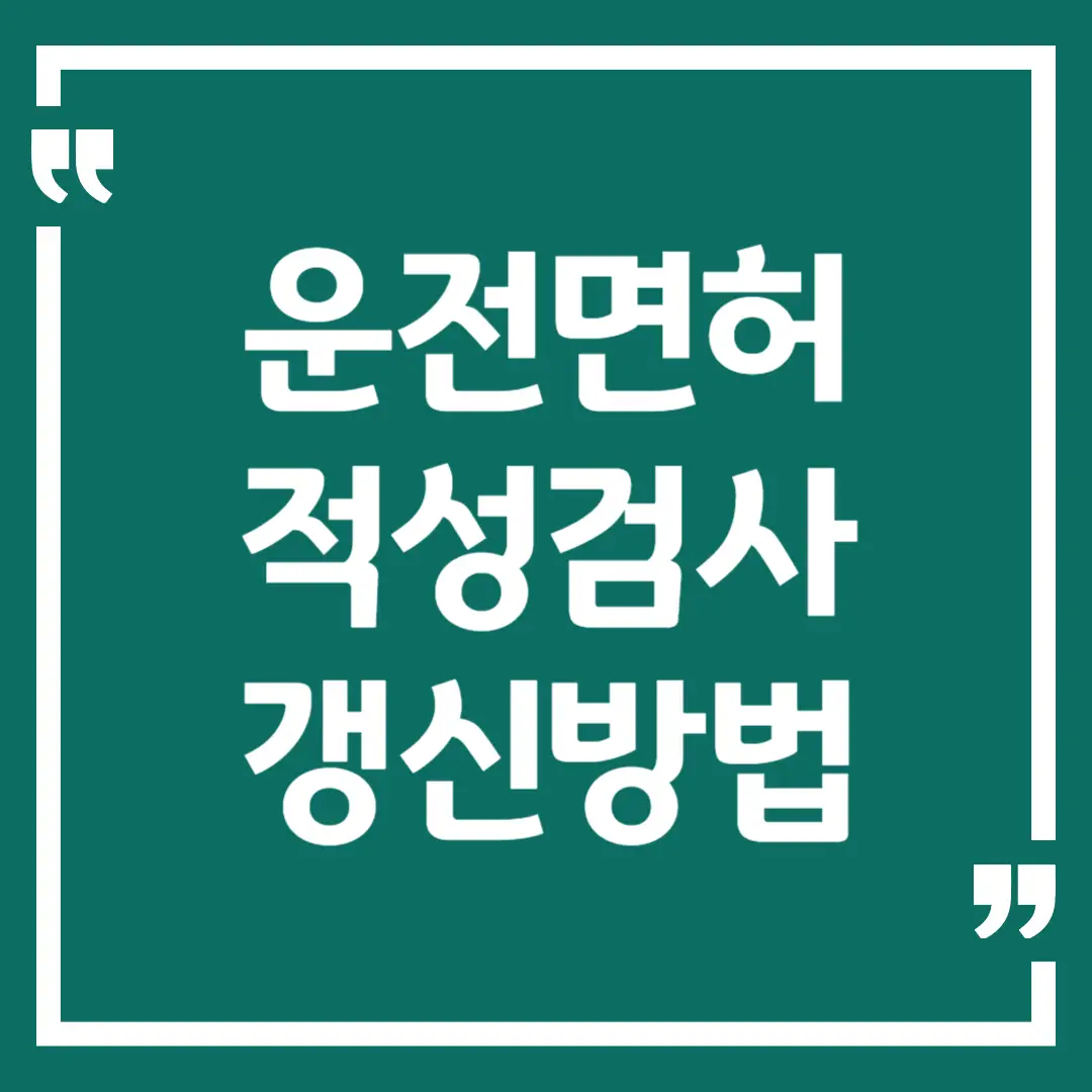 운전면허 적성검사 갱신 방법, 대상자, 주의사항