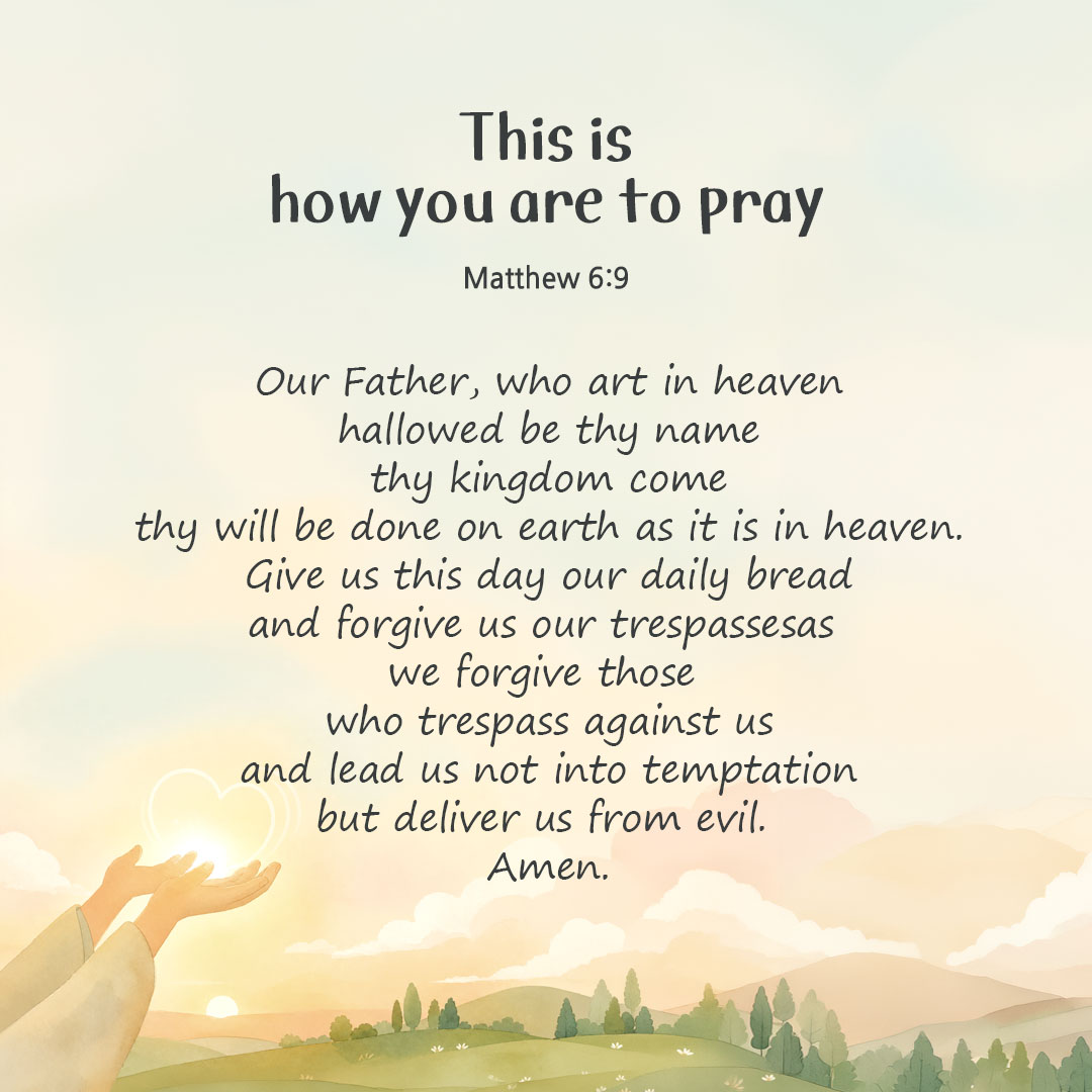 Today's Bible verse card Matthew 6:9 scripture image