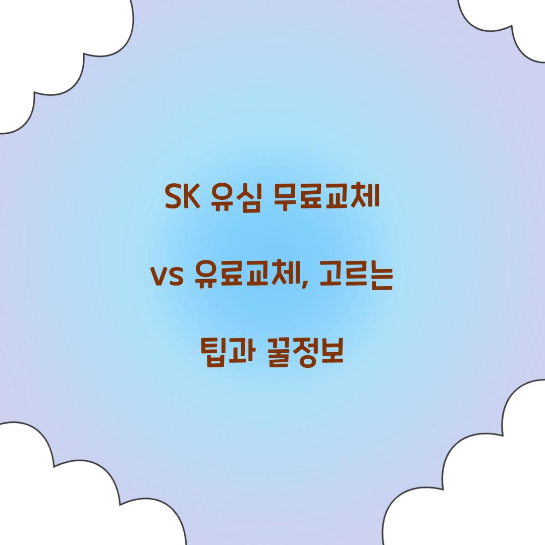 SK 유심 무료교체 vs 유료교체: 차이점과 선택 기준