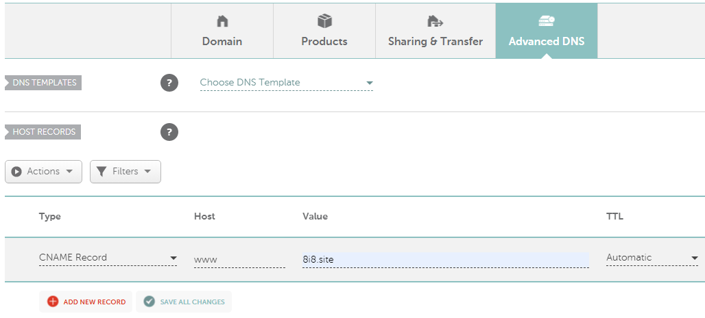cname 레코드 추가하기