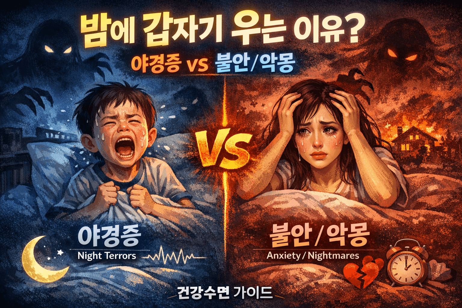 밤에 갑자기 우는 이유? 야경증 vs 악몽 완벽 구분법 (아이&middot;성인 공통)
