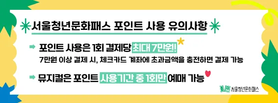 서울청년문화패스 포인트 유의사항