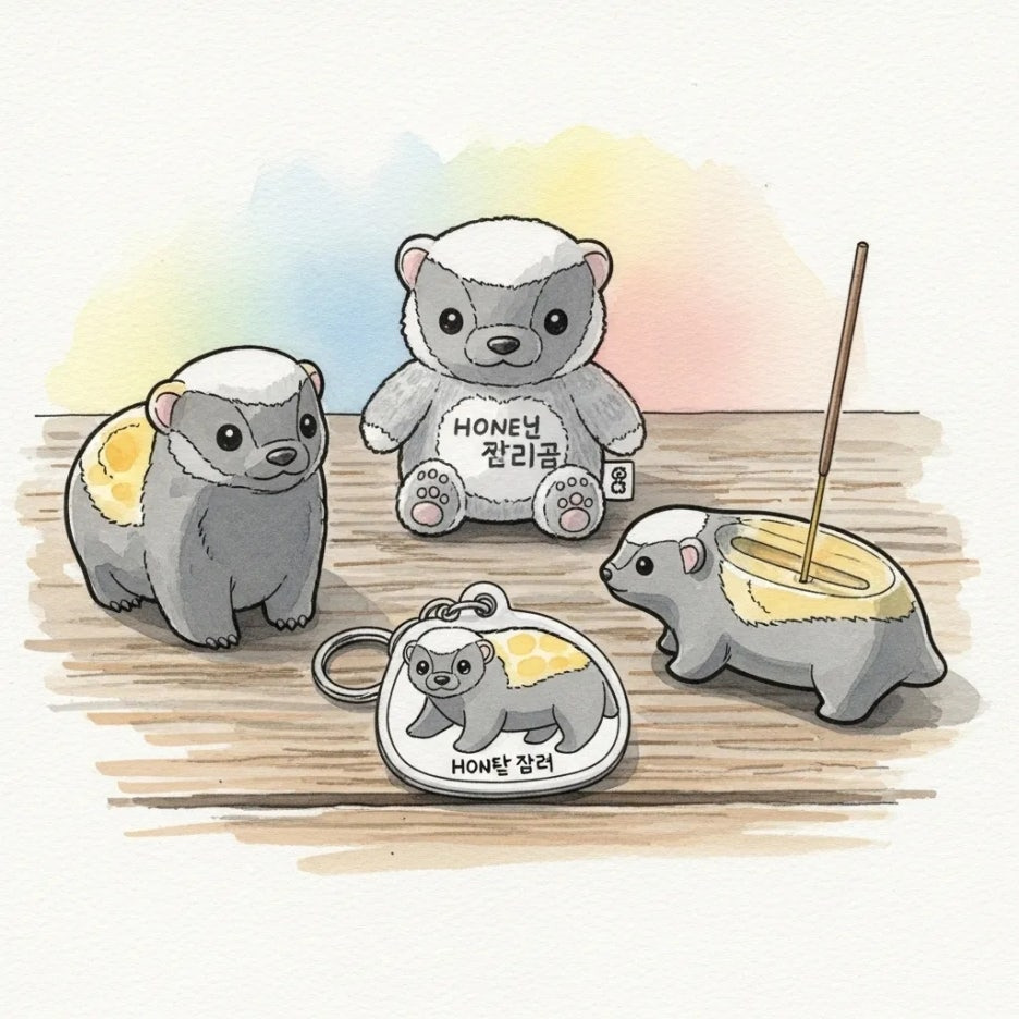 다양한 벌꿀오소리 캐릭터 상품과 굿즈