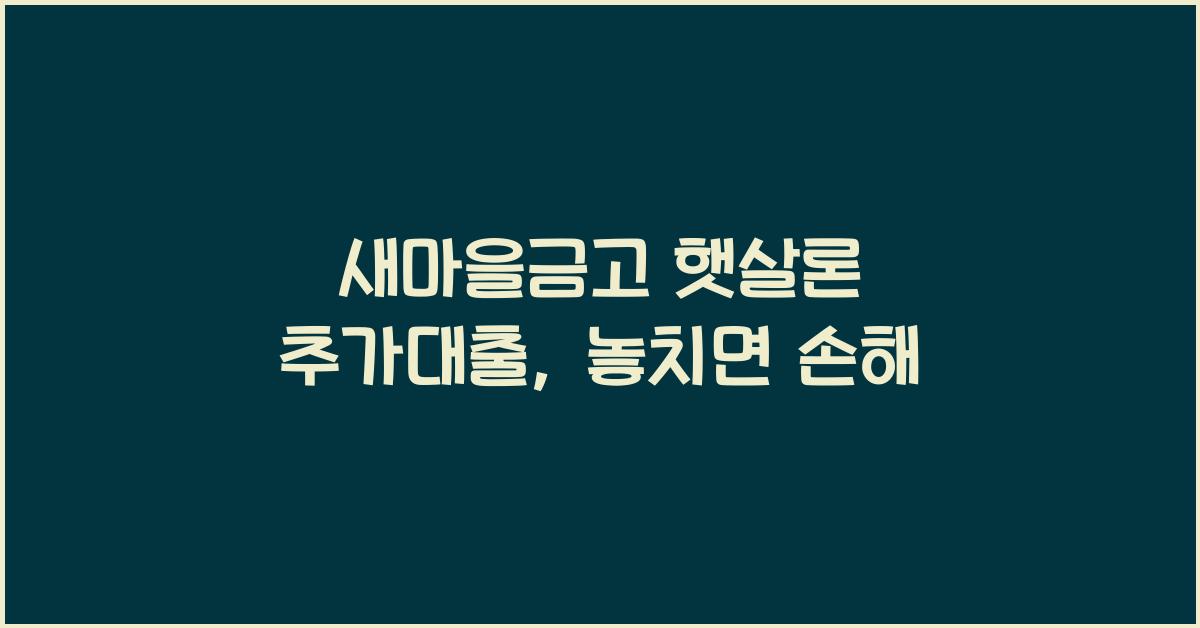 새마을금고 햇살론 추가대출
