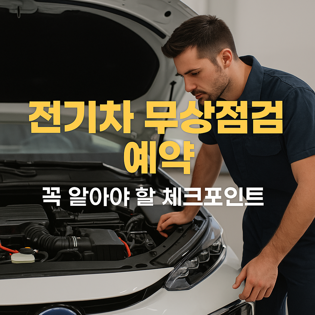 전기차를 무상점검하고있는 사람