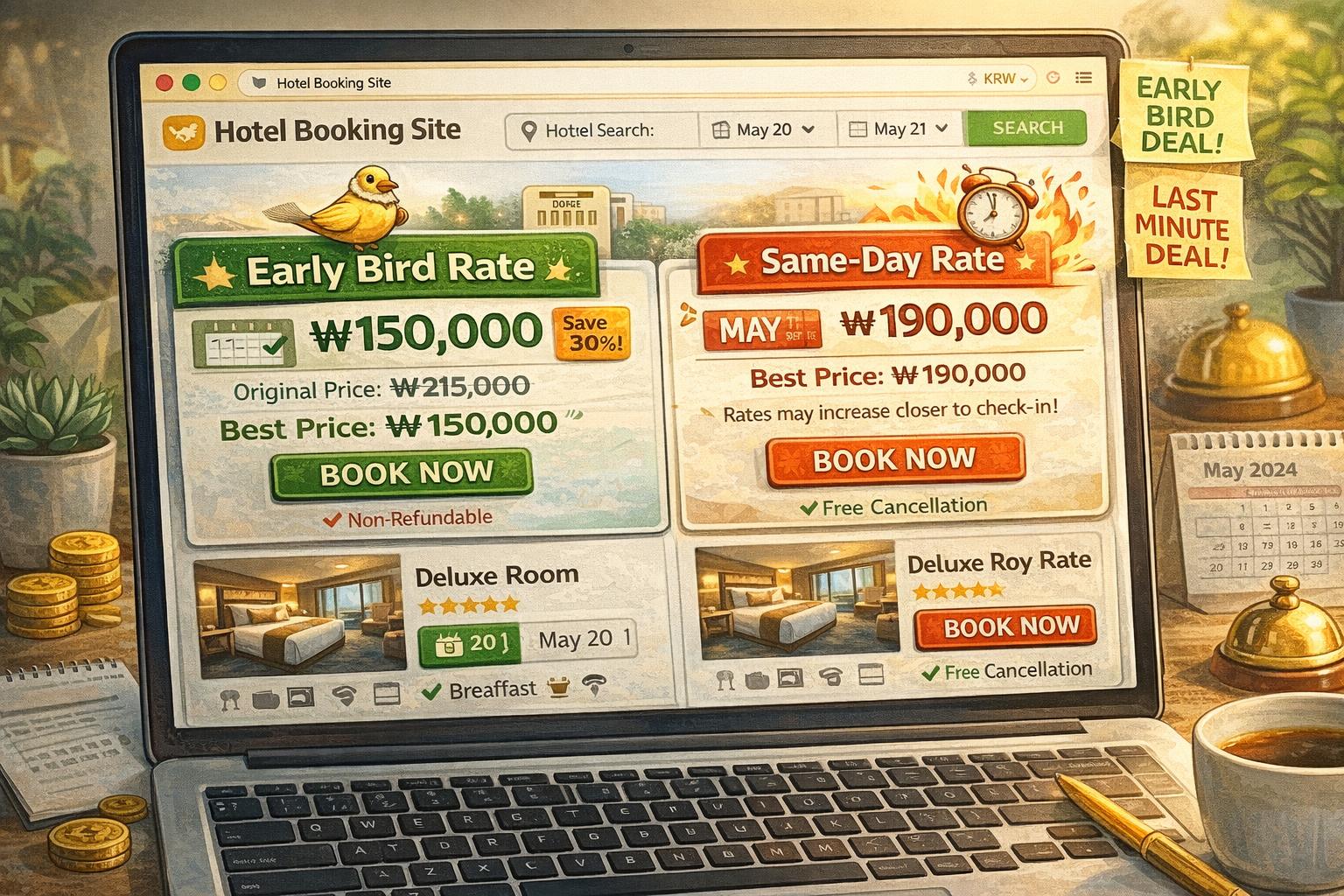 얼리버드 요금 vs 당일요금