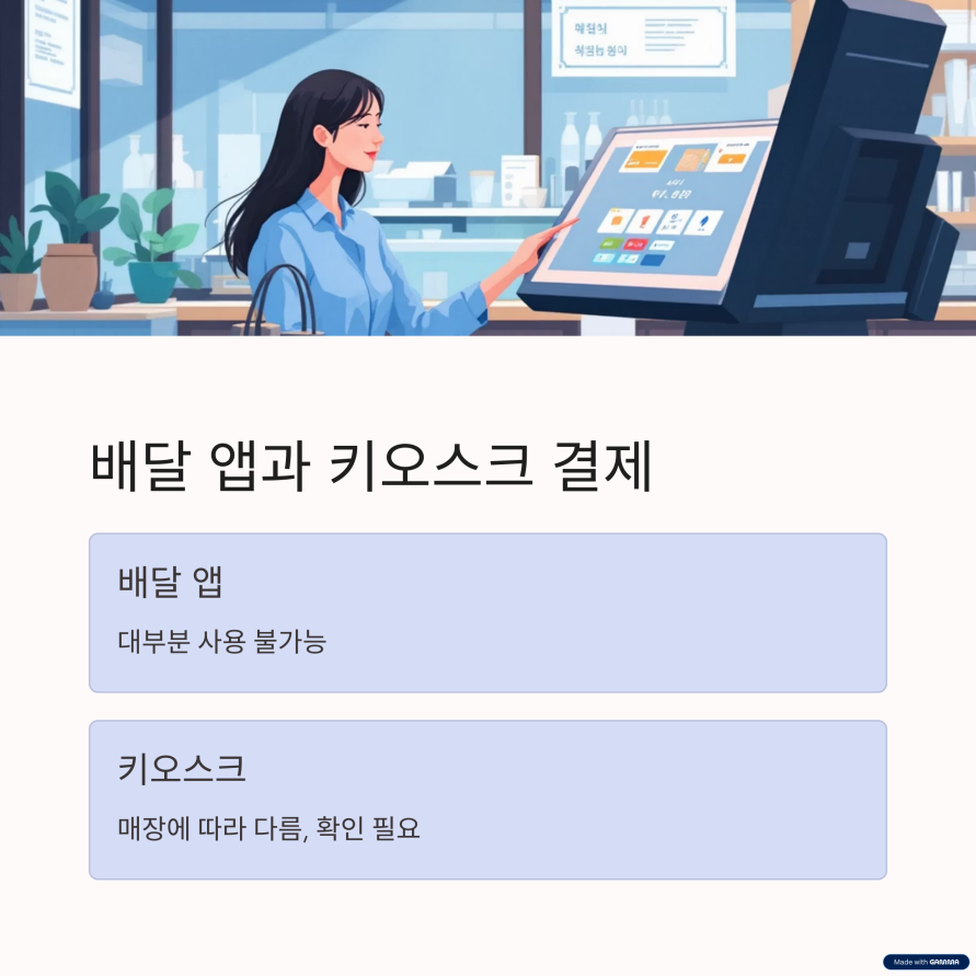 배달 앱과 키오스크 결제 가능 여부