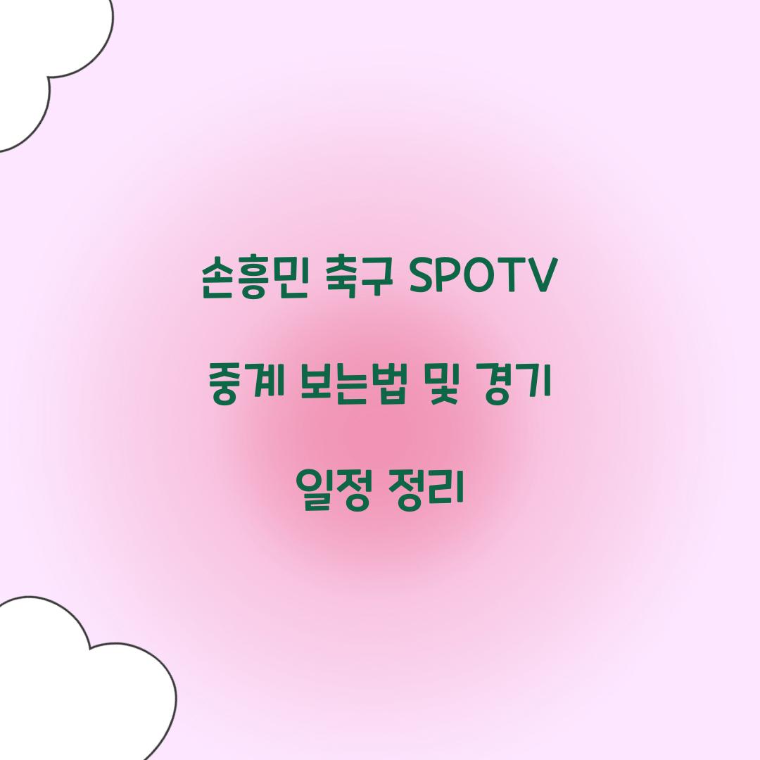 손흥민 축구 SPOTV 중계 보는법