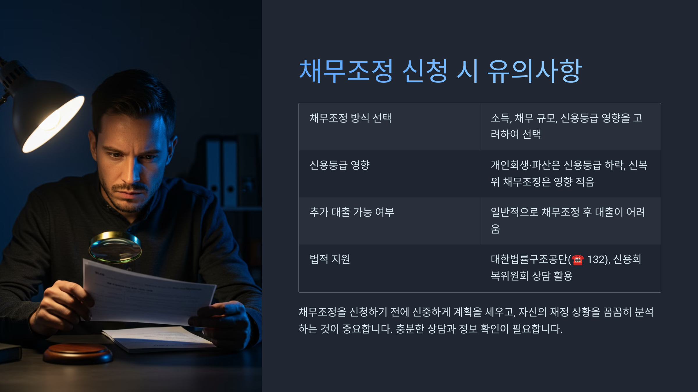 채무조정 신청 시 유의할 점