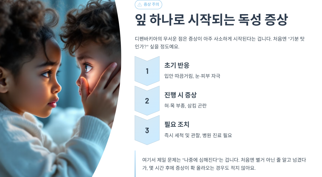 잎 하나로 시작되는 독성 증상