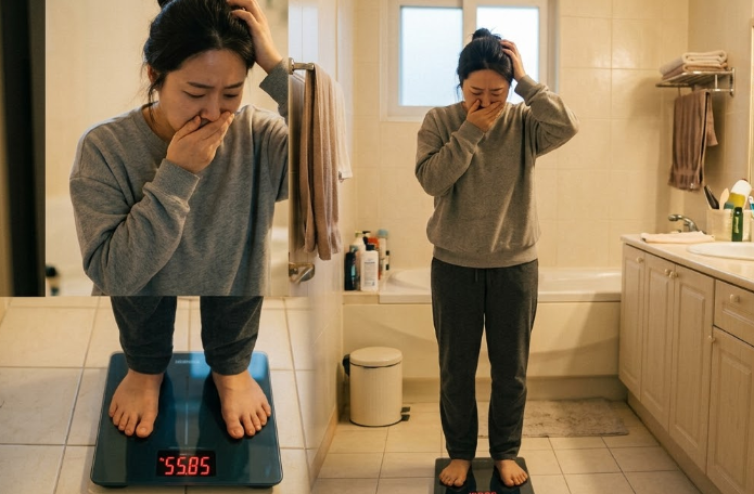 신도림한의원을 고민하거나 몸무게를 보고 놀라는 여성