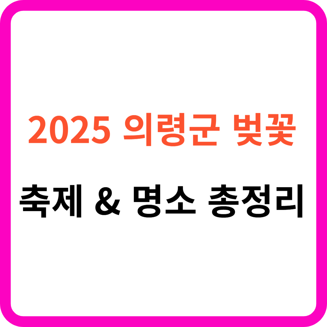 2025년 의령군 벚꽃 명소 &amp; 드라이브 코스
