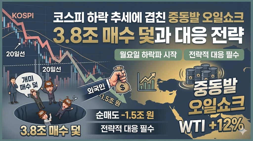 코스피 하락 추세에 겹친 중동발 오일쇼크: 개인의 3.8조 매수 덫과 대응 전략