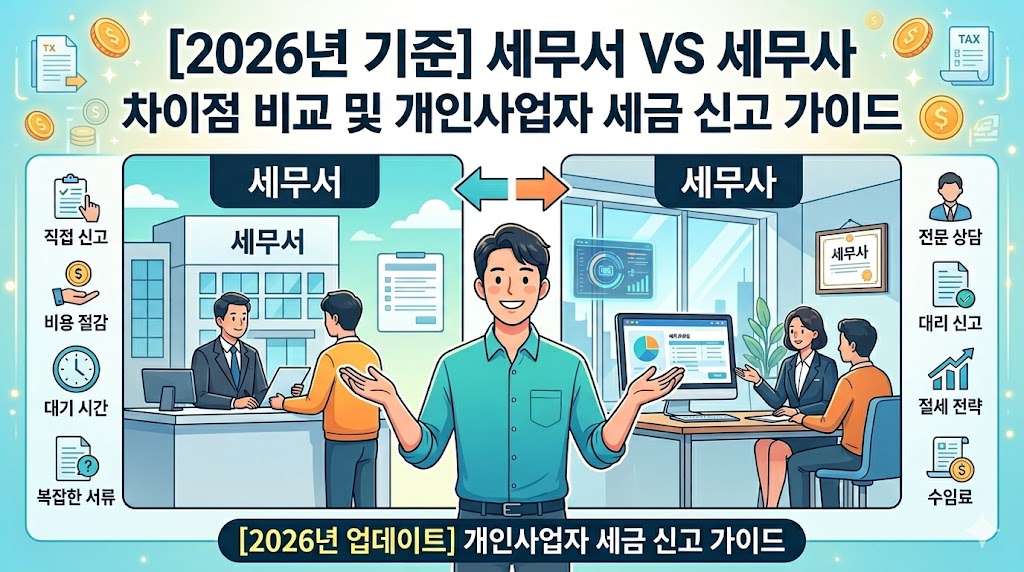 2026년 기준 초보 개인사업자 및 프리랜서를 위한 관할 세무서와 전문 세무대리인 세무사의 역할 차이점 완벽 비교 및 종합소득세 부가가치세 신고 시 현명한 선택 가이드