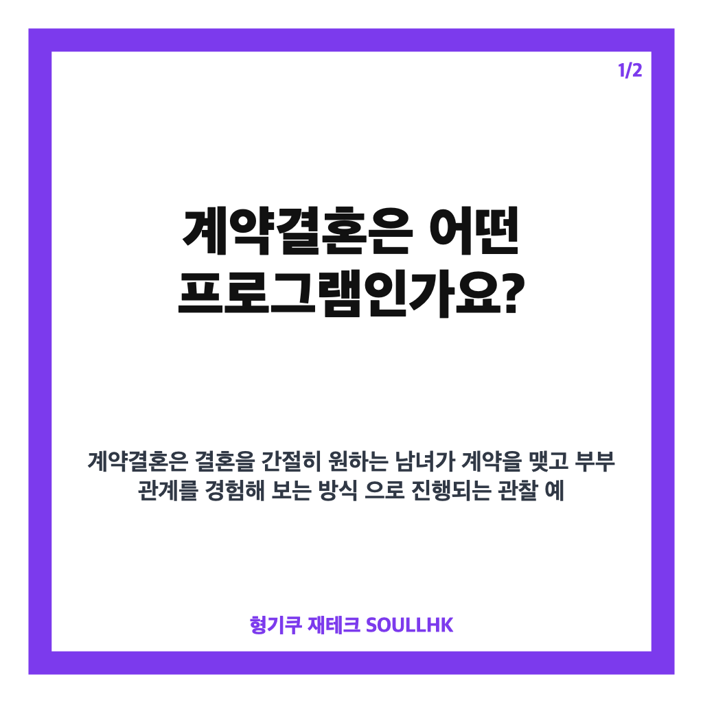 계약결혼, 결혼을 미리 경험하는 관찰 리얼리티의 핵심 정보 카드뉴스 1