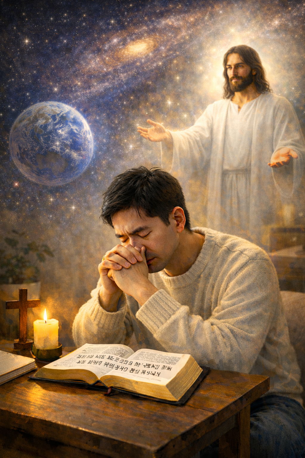 롬 4:5 말씀을 통해서, 하나님과의 관계에서 옳다 여김을 받는 방법은 믿음 외에 아무 것도 없음을 알게 하시며, 믿음으로만 의에 이른다는 것을 상기하며, 하나님의 존재와 능력, 일하심을 믿는 믿음을 묵상하고 믿음 안에서 살려는 시도를 하는 모습입니다.