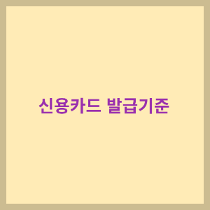 신용카드 발급기준