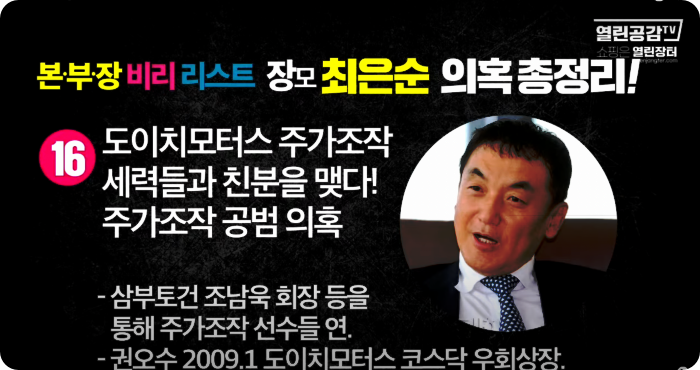 김건희 윤석열 최은순 장모 의혹 리스트