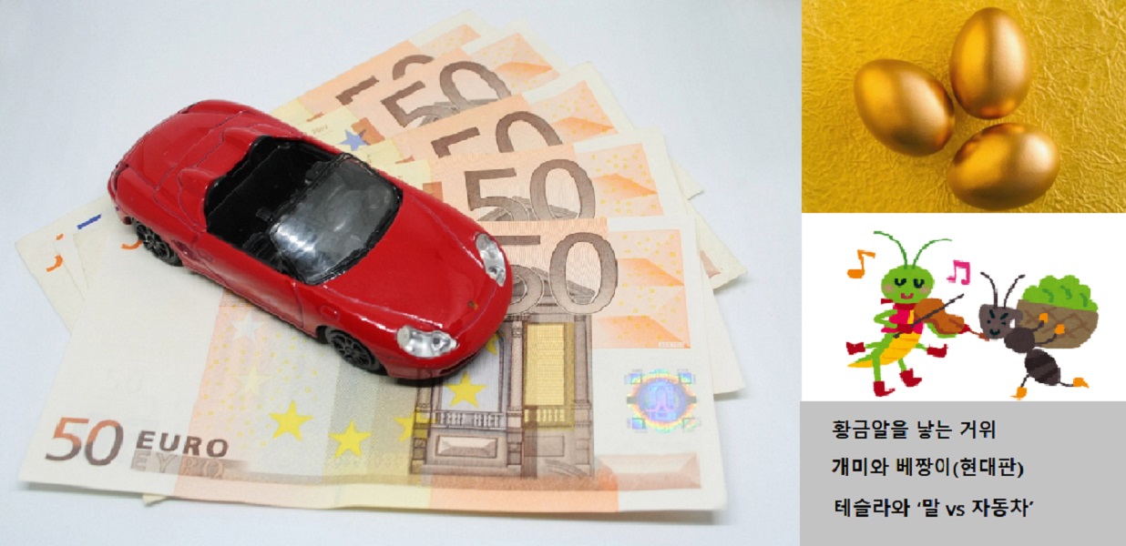 황금알, 개미, 테슬라, 돈의 태도, 우화