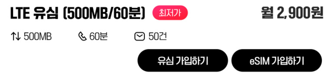 유플러스 알뜰모바일 유심 요금제