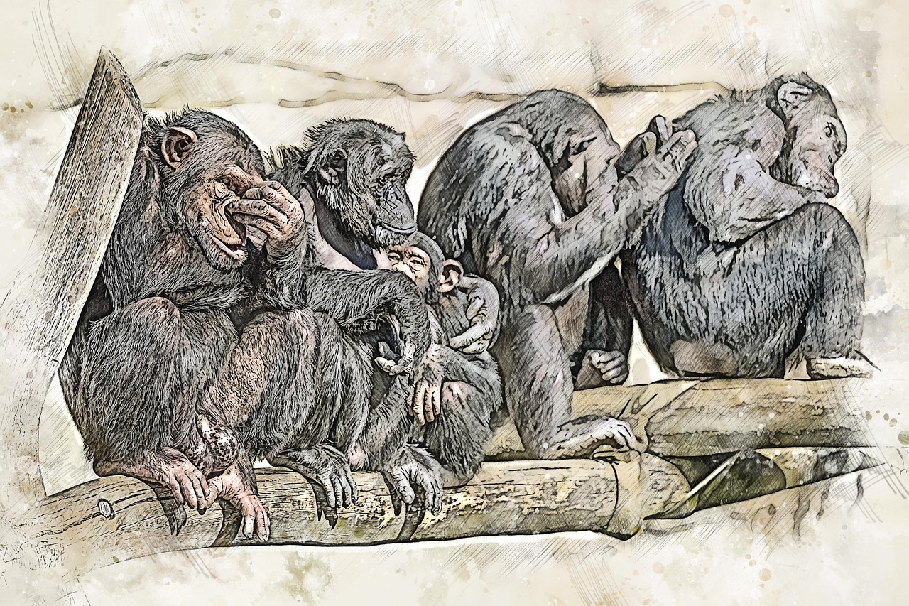 침팬지 무리의 그림