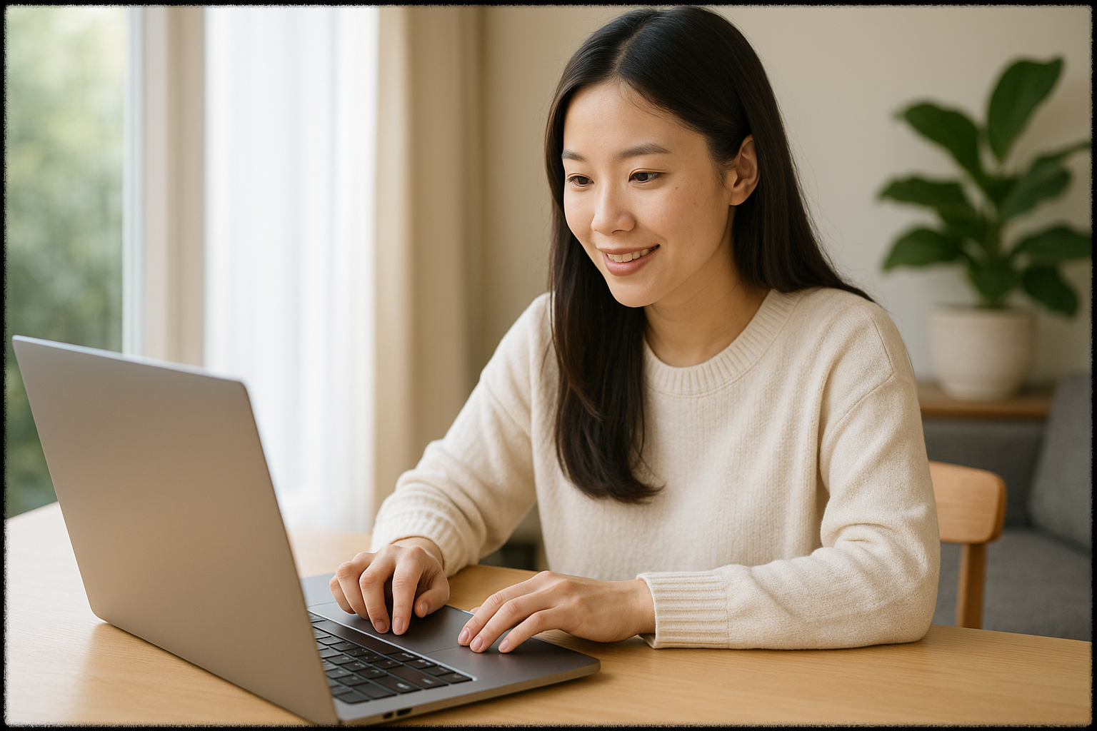 타입캐스트를 이용하여 작업하는 여성의 모습