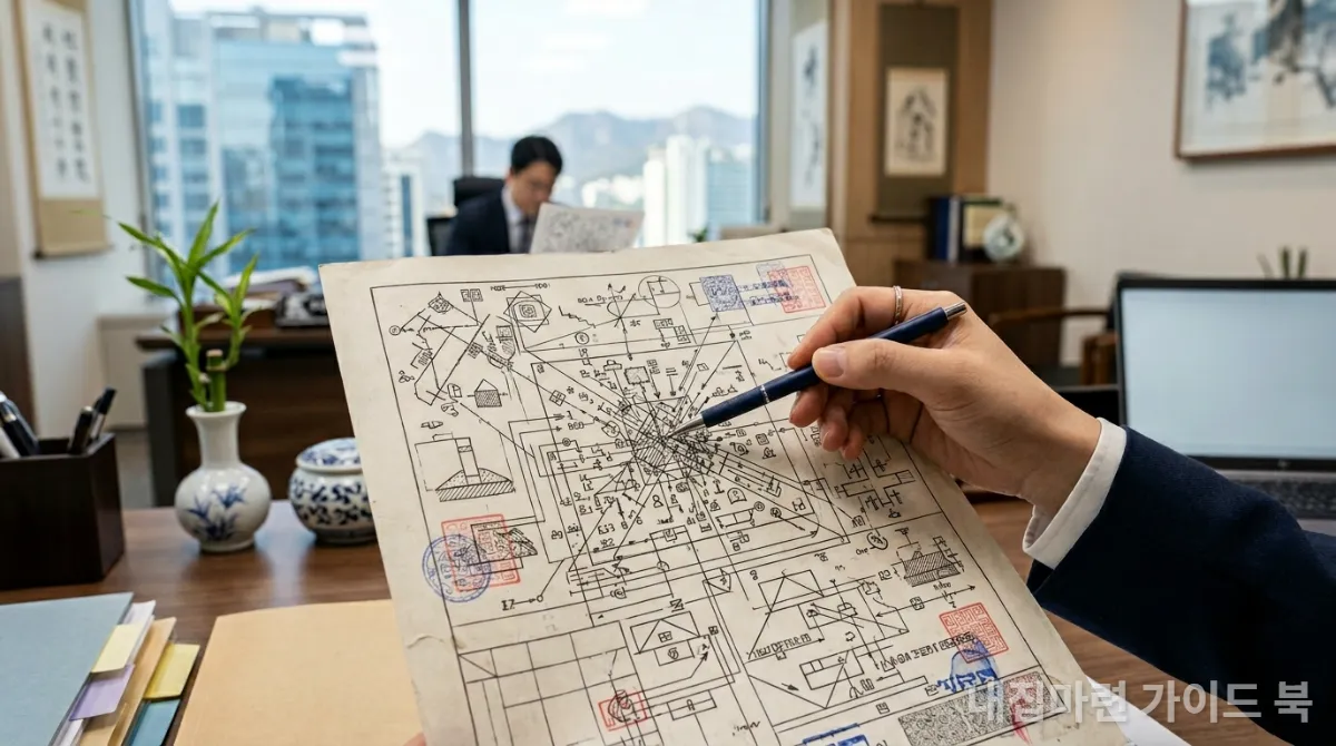 복잡하게 얽힌 권리관계를 분석하는 전문가의 손