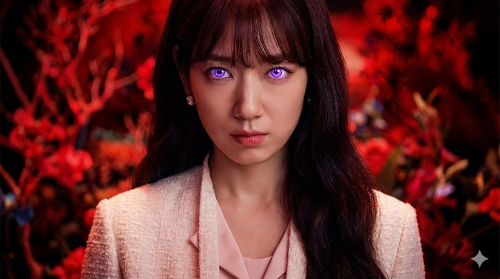 강빛나(박신혜)가 보라색 눈을 빛내며 정면을 응시하는 클로즈업 포스터