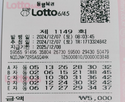 1149회 자동 토요일